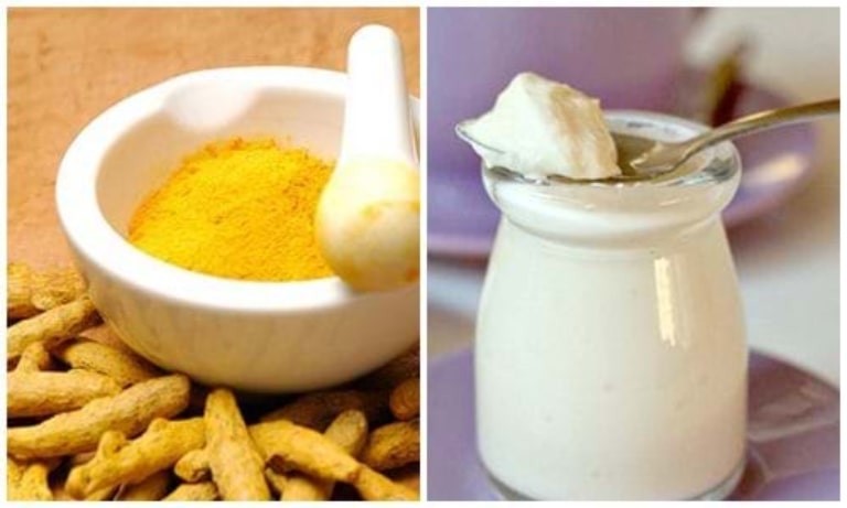 Đắp mặt nạ sữa chua với nghệ